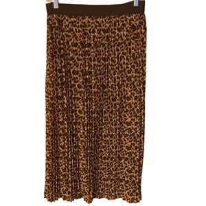 Joie Leopard Pleated Midi Skirt Brown | Size XL | NWOT